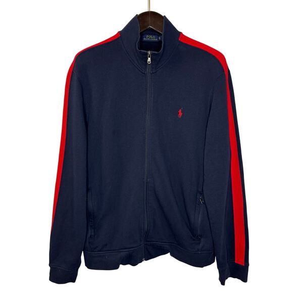 Polo Ralph Lauren Men’s Cotton Track Jacket Zip Navy Red Preppy XL - Picture 1 of 9